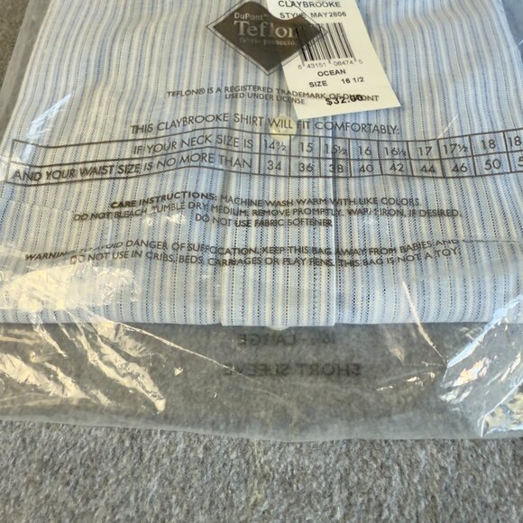 Claybrooke Men’s 16.5 Short Sleeve Oxford Shirt – Wrinkle Free Stain Repellent T - Picture 13 of 14